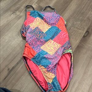 Dolfin Neon Zebra Print One Piece